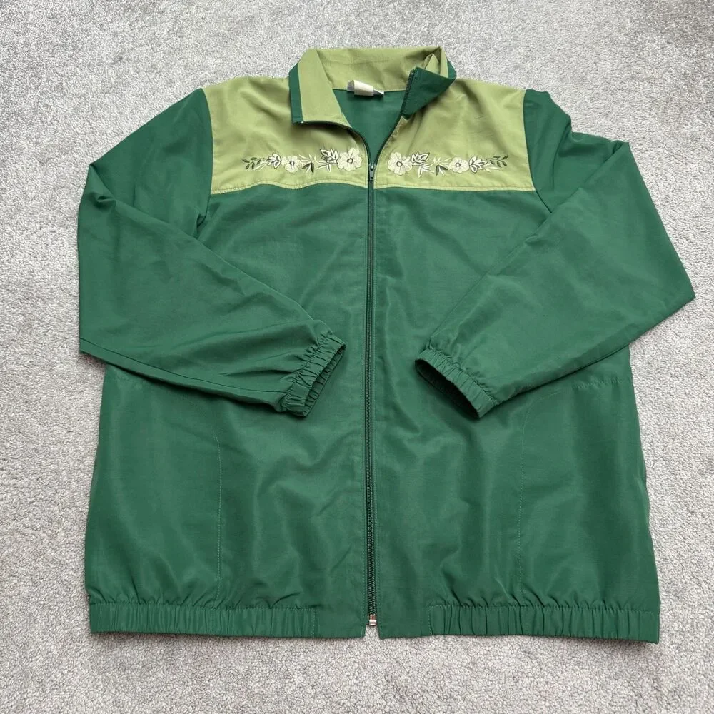 Vintage 90s Blair Tracksuit Set Womens L Green Windbreaker Jacket Track Pants